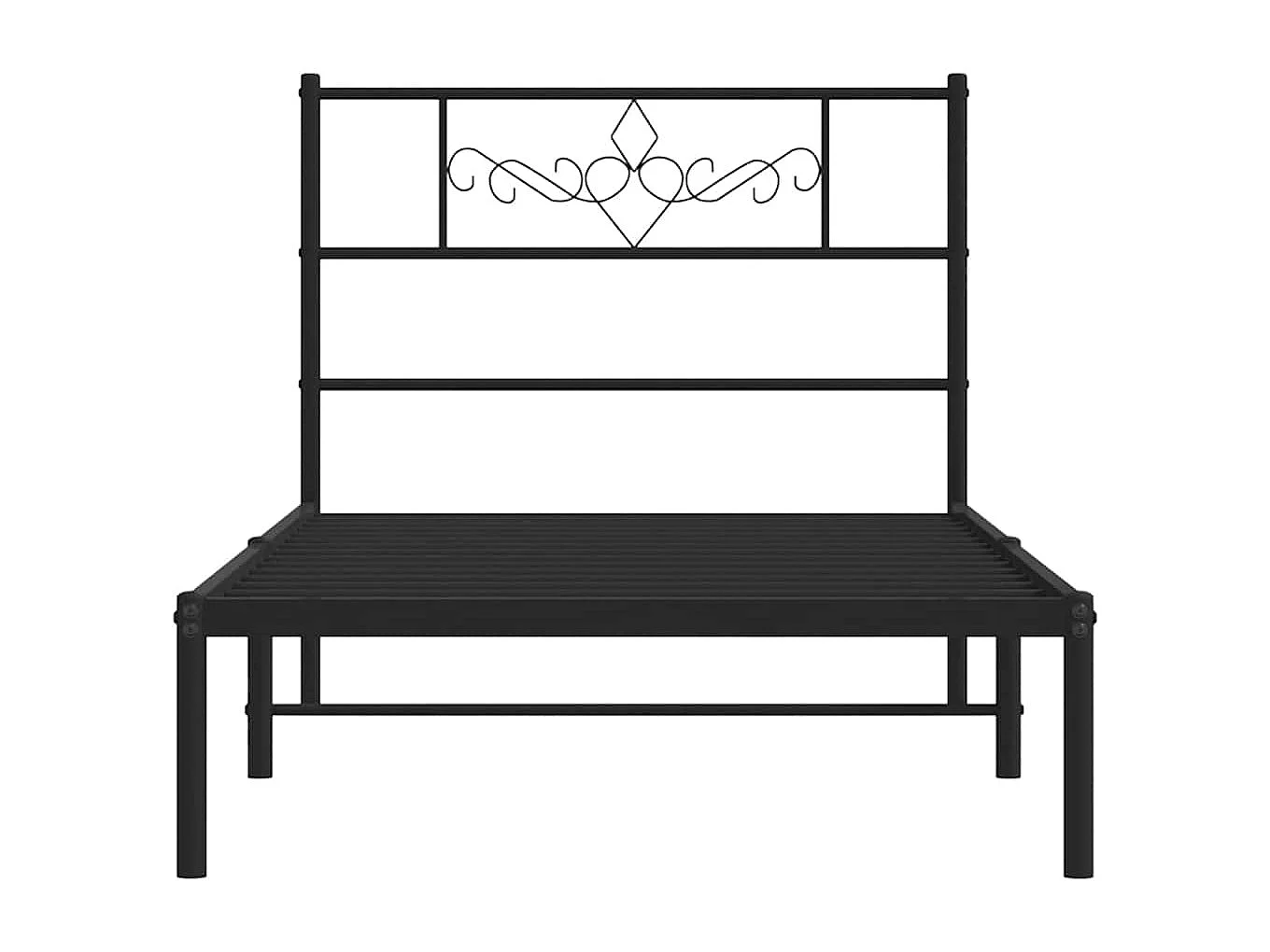 Lit simple | Lit adulte, enfant | Cadre de lit métal avec tête de lit noir 100x190cm