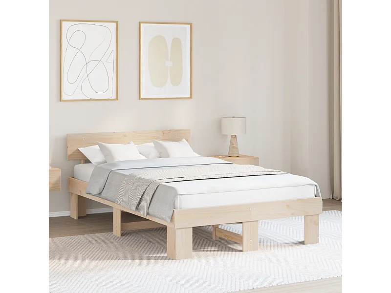 Lit simple | Lit adulte, enfant | Cadre de lit Marron 120x190 cm Bois massif en pin