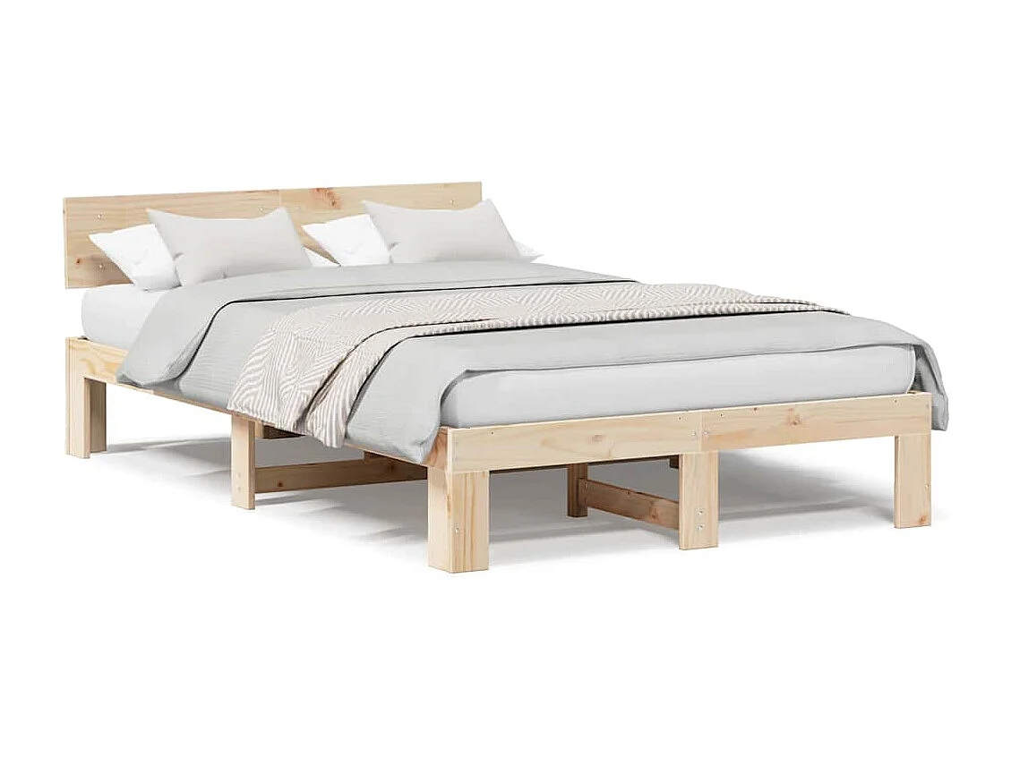Lit double | Lit adulte | Cadre de lit Marron 140x190 cm Bois de pin massif