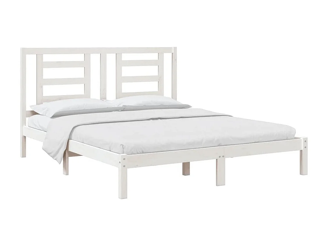 Lit double | Lit adulte | Cadre de lit blanc 160x200 cm bois de pin massif