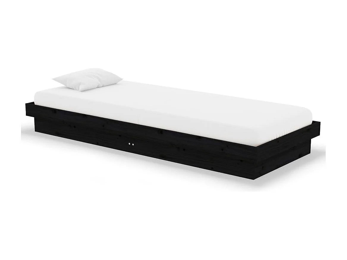 Lit simple | Lit adulte, enfant | Cadre de lit noir bois massif 75x190 cm