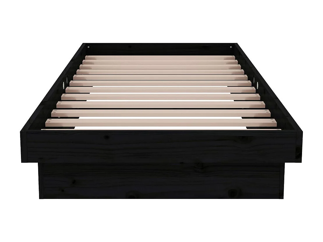 Lit simple | Lit adulte, enfant | Cadre de lit noir bois massif 75x190 cm