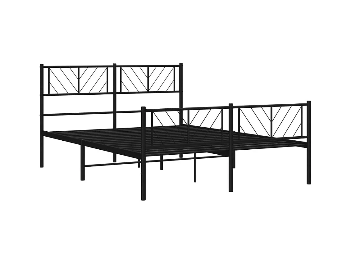 Lit double | Lit adulte | Cadre de lit métal avec pied de lit noir 140x190cm