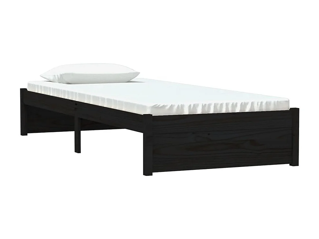 Lit simple | Lit adulte, enfant | Cadre de lit noir bois massif 75x190 cm