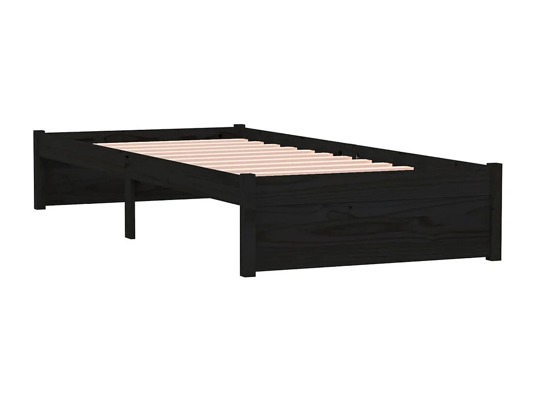 Lit simple | Lit adulte, enfant | Cadre de lit noir bois massif 75x190 cm