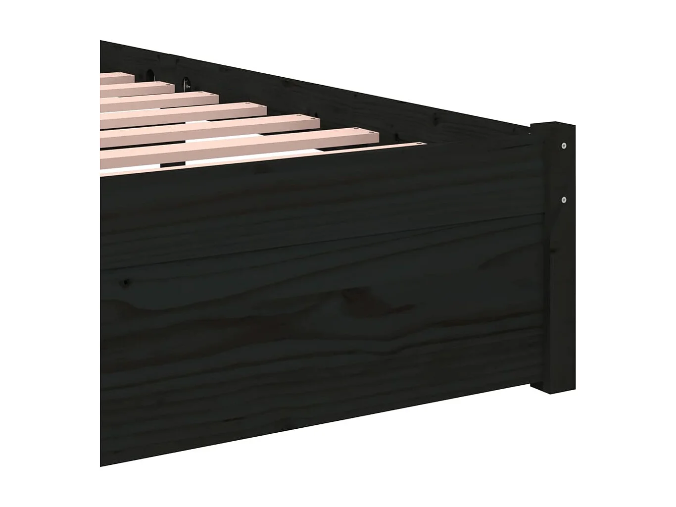 Lit simple | Lit adulte, enfant | Cadre de lit noir bois massif 75x190 cm