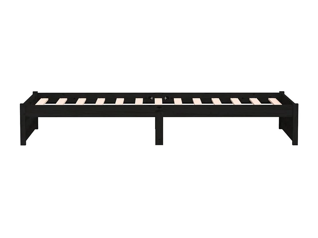 Lit simple | Lit adulte, enfant | Cadre de lit noir bois massif 75x190 cm