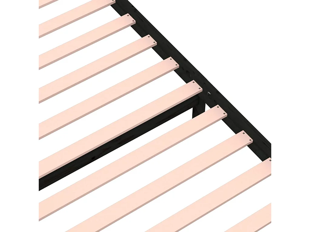 Lit simple | Lit adulte, enfant | Cadre de lit noir bois massif 75x190 cm