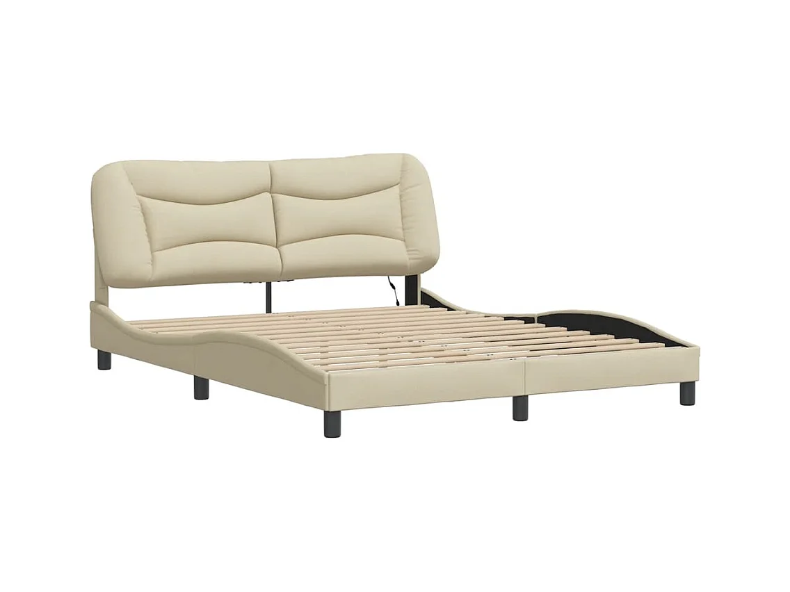 Letto per adulti | Letto matrimoniale | Giroletto con LED senza Materasso Hvar Crema 160x200 cm in Tessuto