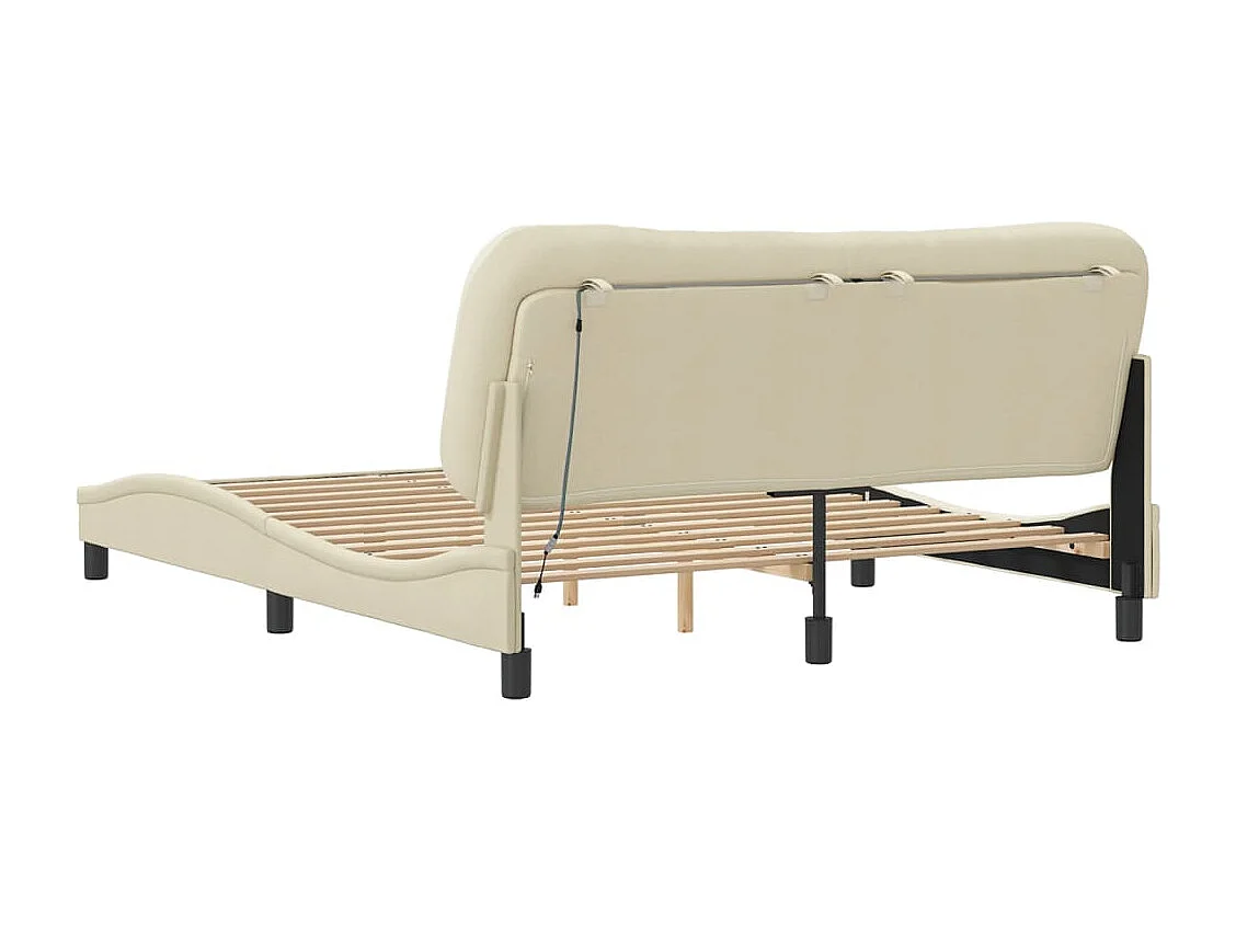 Letto per adulti | Letto matrimoniale | Giroletto con LED senza Materasso Hvar Crema 160x200 cm in Tessuto