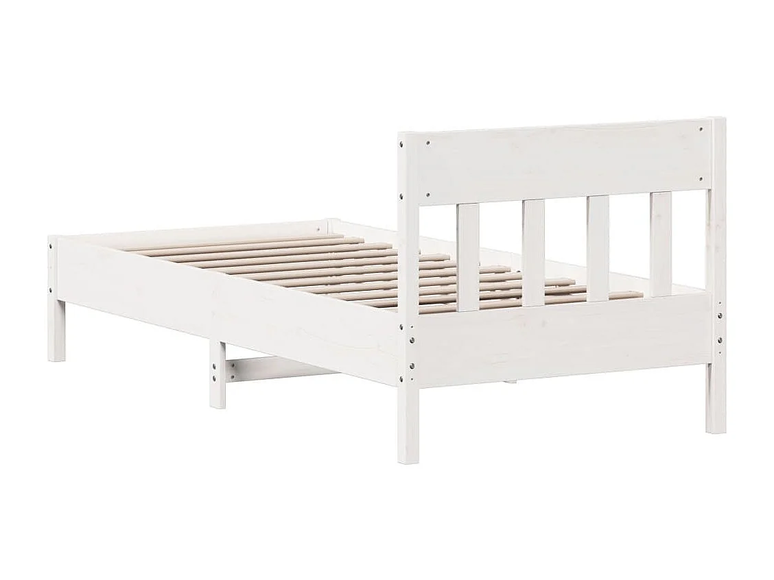 Lit simple | Lit adulte, enfant | Cadre de lit blanc 100x200 cm bois de pin massif