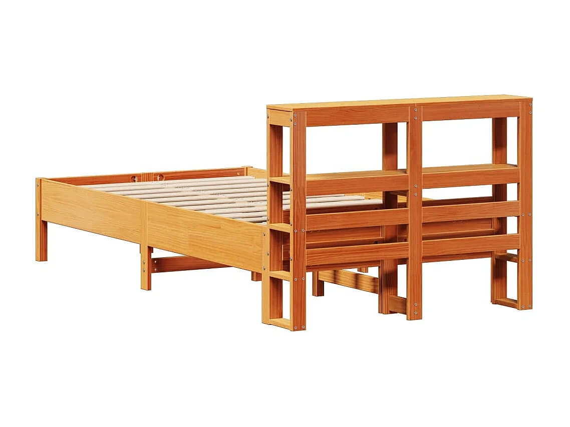 Lit simple | Lit adulte, enfant | Cadre de lit cire marron 75x190 cm bois pin massif