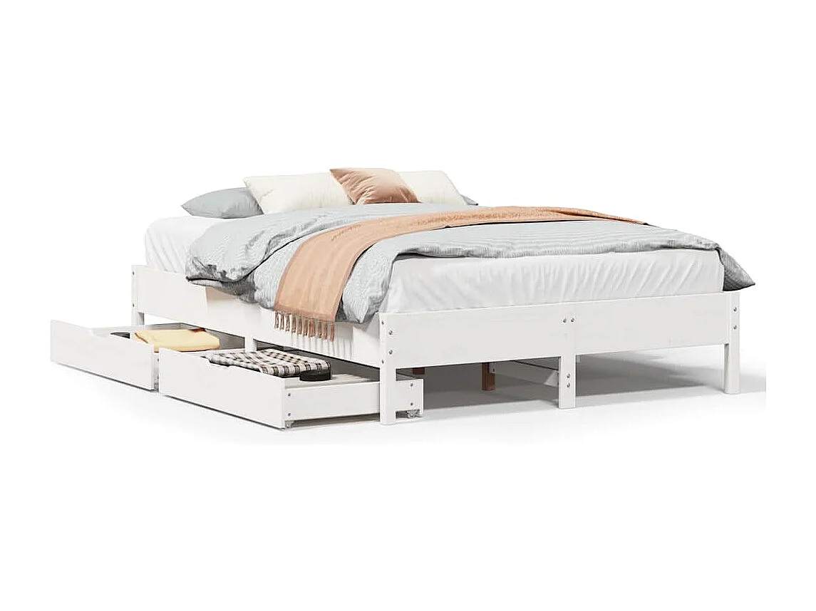 Lit simple | Lit adulte, enfant | Cadre de lit blanc 120x200 cm bois de pin massif