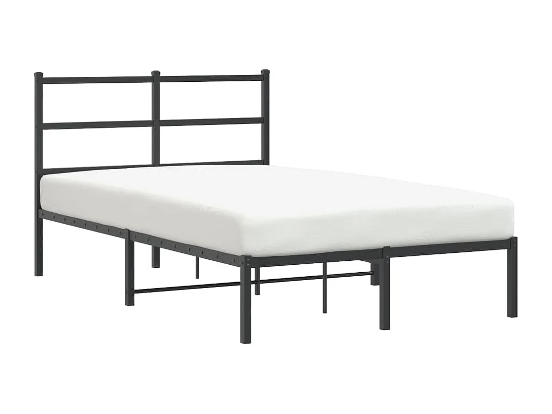 Lit simple | Lit adulte, enfant | Cadre de lit métal avec tête de lit noir 120x190cm