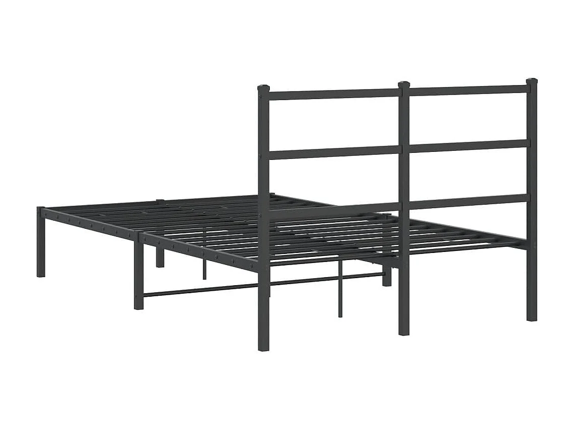 Lit simple | Lit adulte, enfant | Cadre de lit métal avec tête de lit noir 120x190cm