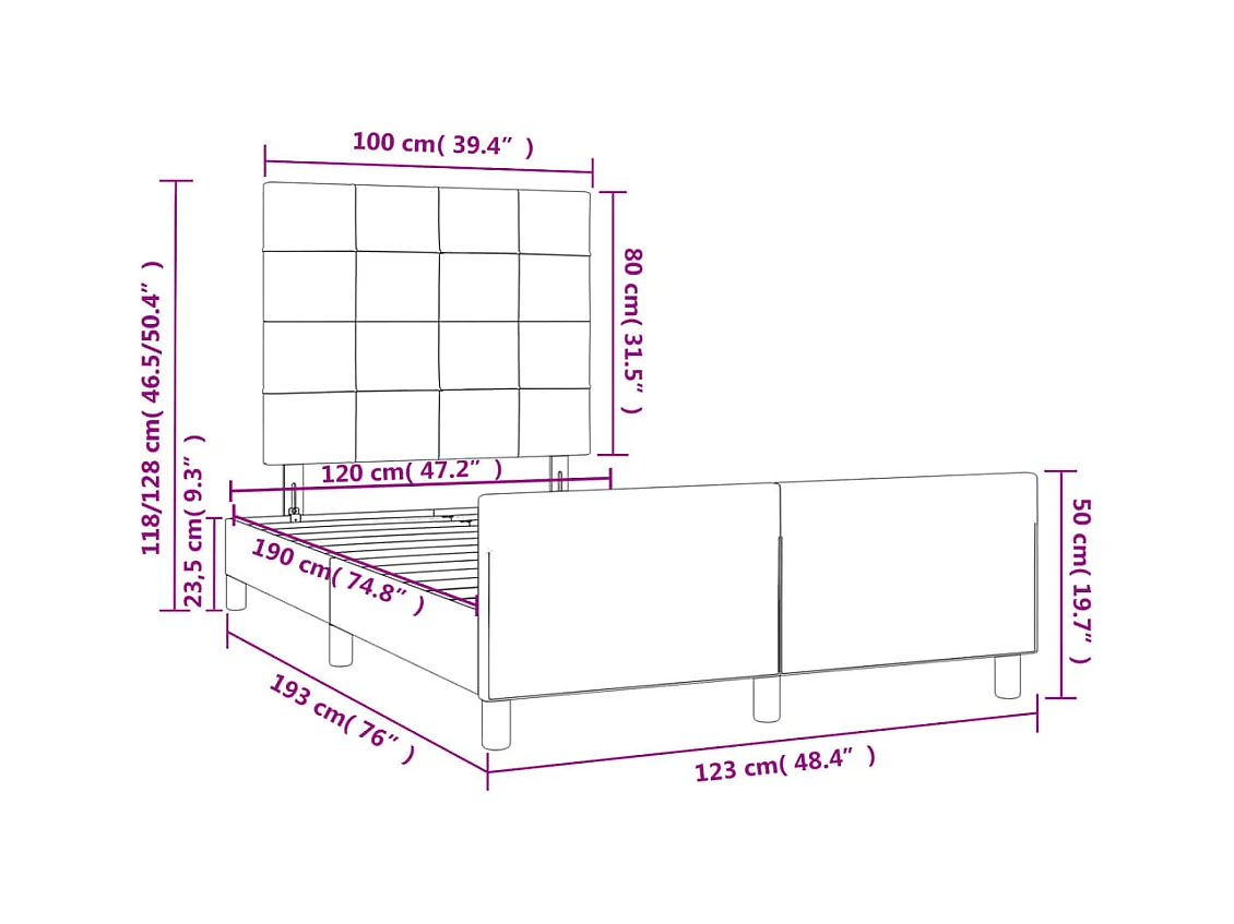 Lit simple | Lit adulte, enfant | Cadre de lit noir 120x190 cm velours