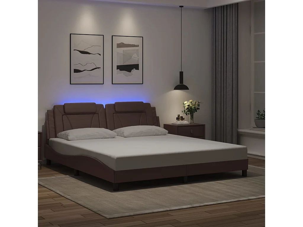 Lit double | Lit adulte | Cadre de lit avec LED marron 180x200 cm