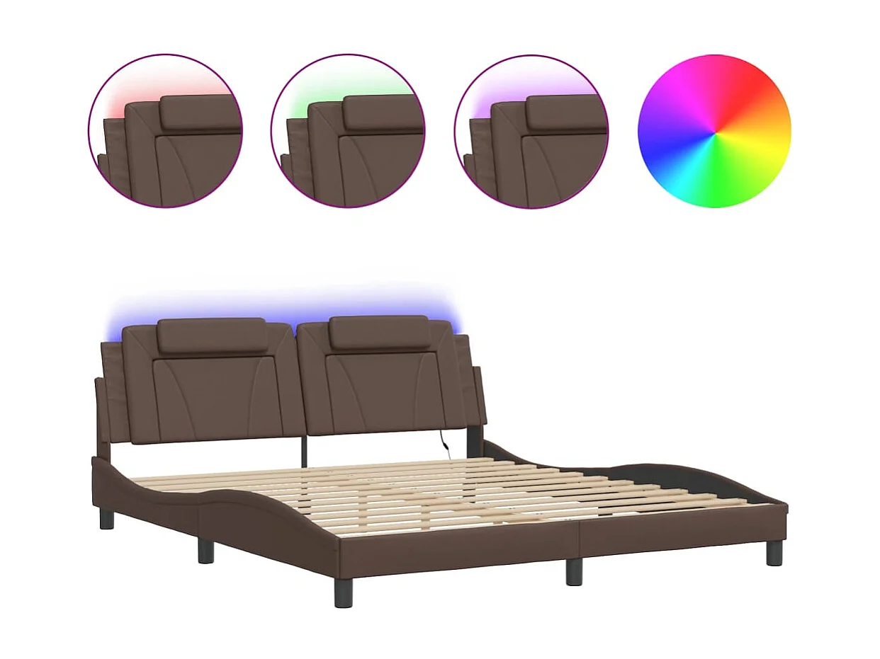 Lit double | Lit adulte | Cadre de lit avec LED marron 180x200 cm