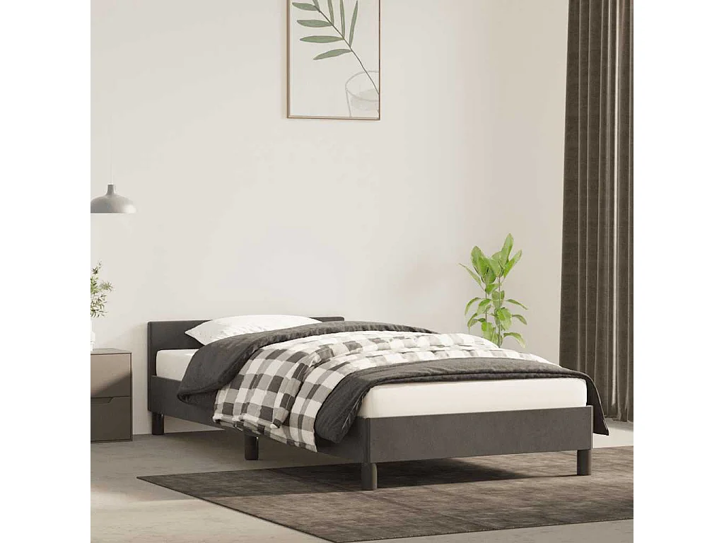Lit simple | Lit adulte, enfant | Cadre de lit gris foncé 100x200 cm velours