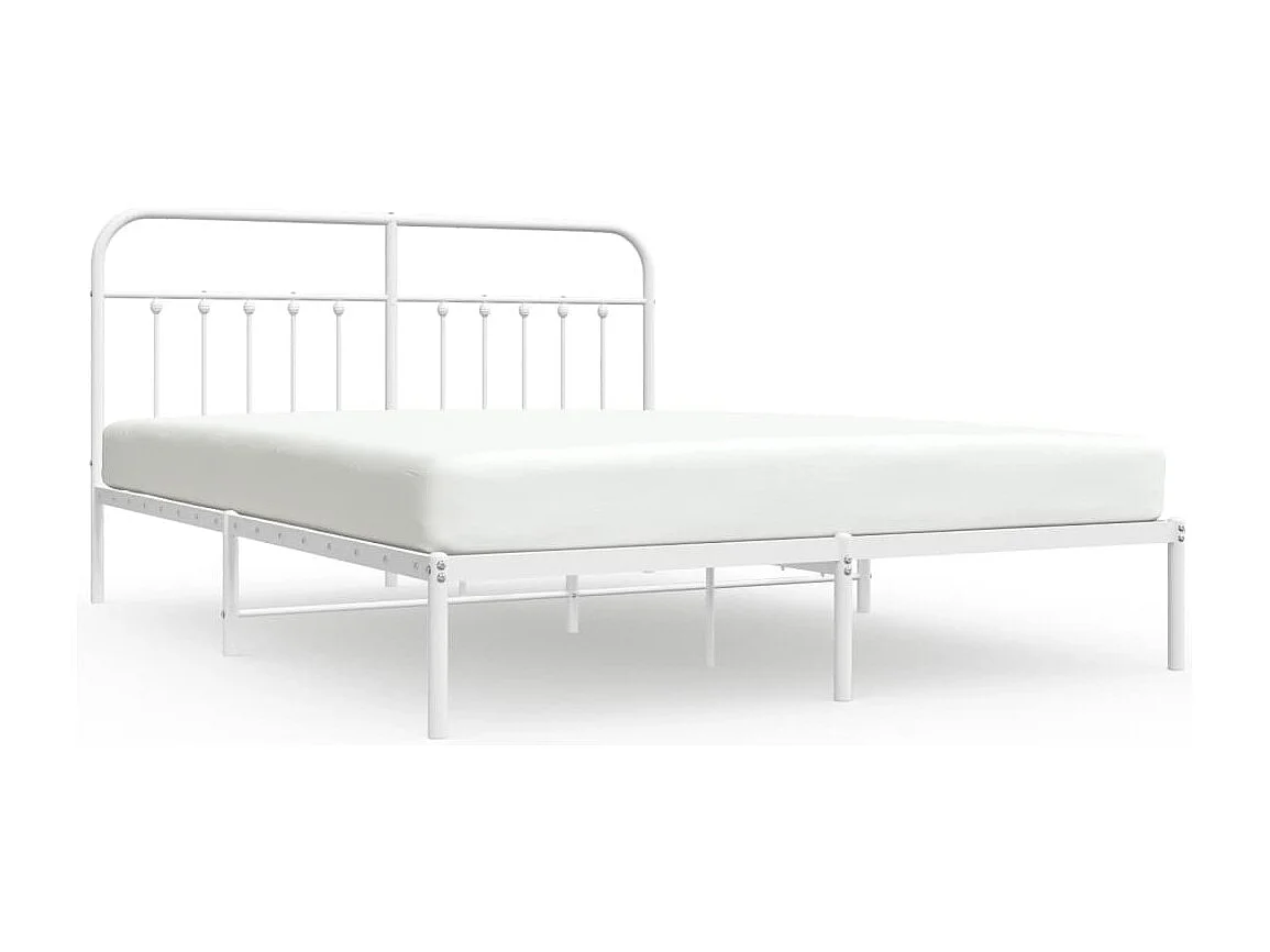 Bedframe | Tweepersoonsbed met hoofdbord metaal wit 180x200 cm