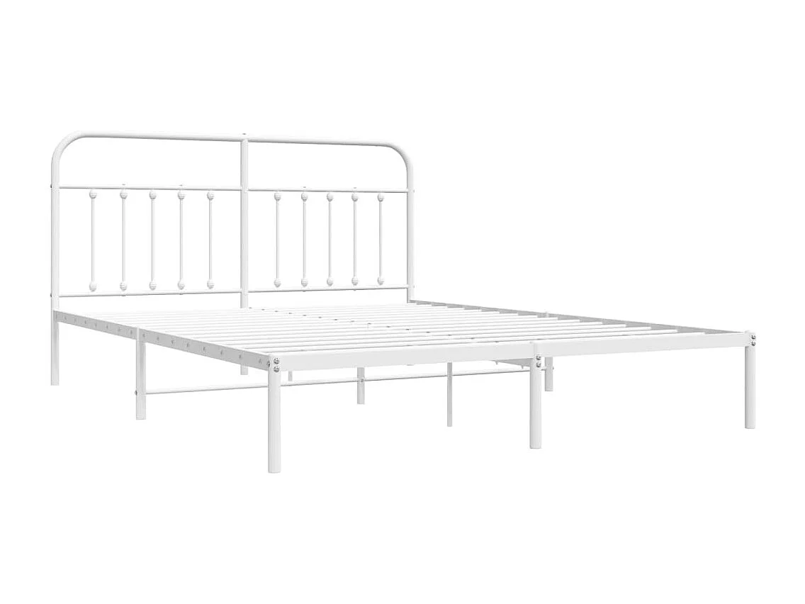 Bedframe | Tweepersoonsbed met hoofdbord metaal wit 180x200 cm