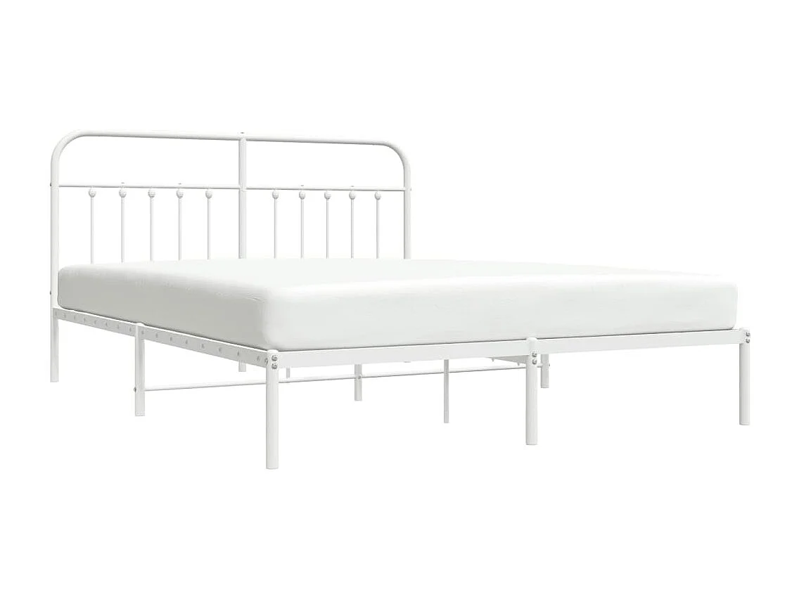 Bedframe | Tweepersoonsbed met hoofdbord metaal wit 180x200 cm