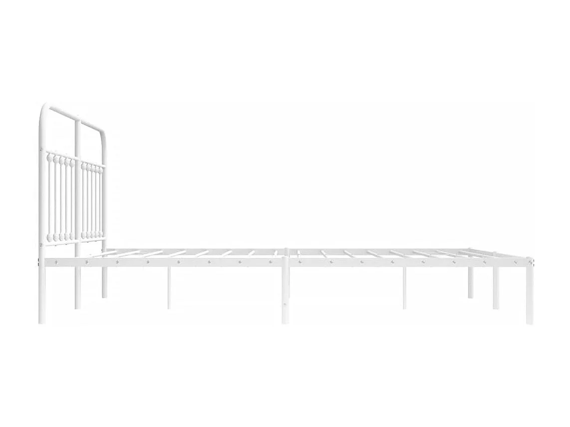 Bedframe | Tweepersoonsbed met hoofdbord metaal wit 180x200 cm