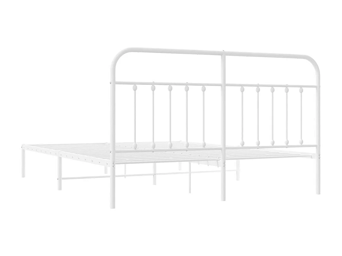 Bedframe | Tweepersoonsbed met hoofdbord metaal wit 180x200 cm