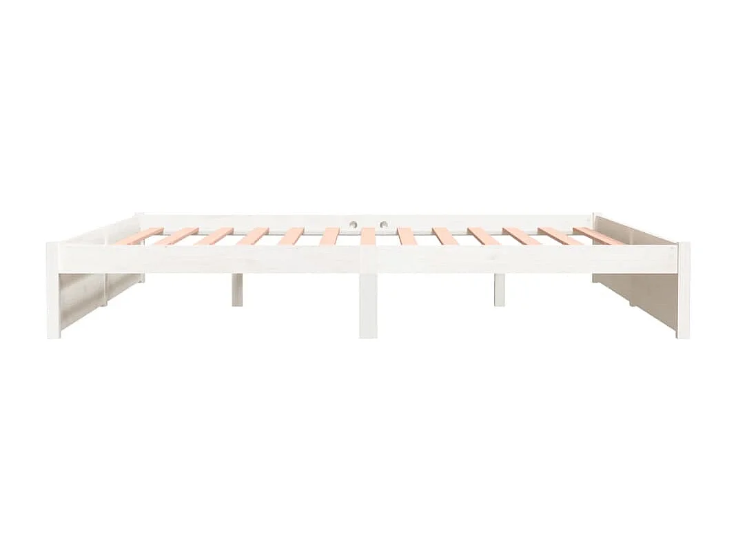 Lit double | Lit adulte | Cadre de lit blanc bois massif 200x200 cm