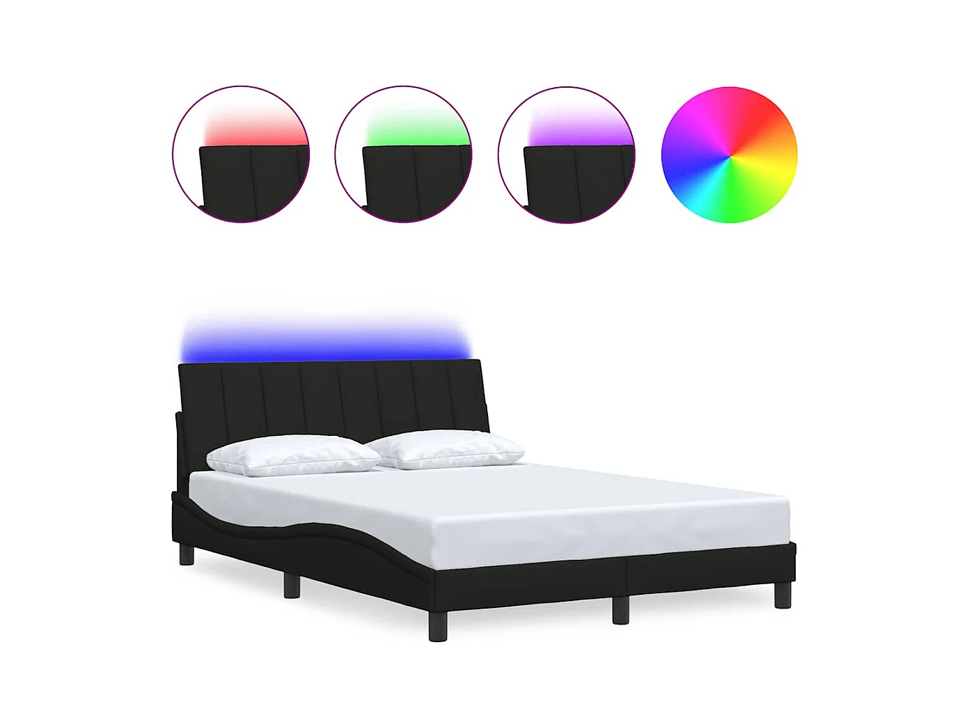 Letto per adulti | Letto matrimoniale | Giroletto senza Materasso Hanko Nero 140x190 cm in Tessuto