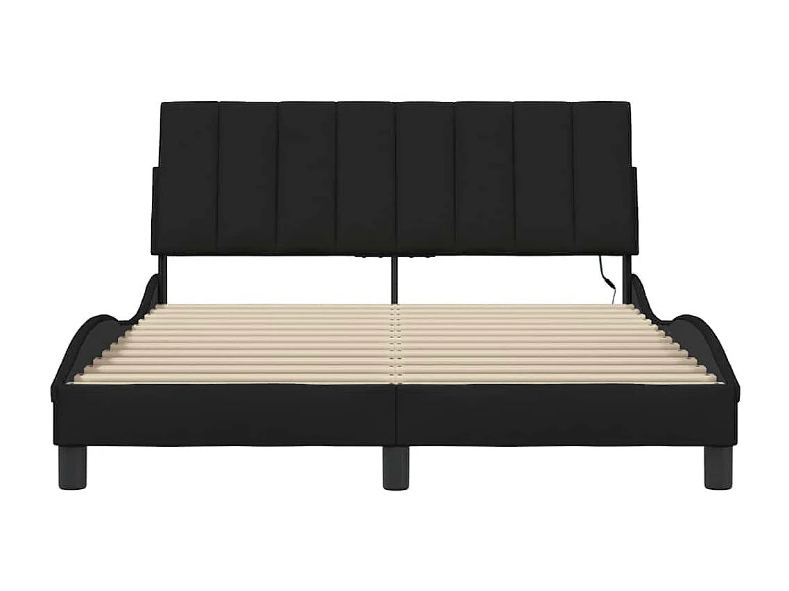 Letto per adulti | Letto matrimoniale | Giroletto senza Materasso Hanko Nero 140x190 cm in Tessuto