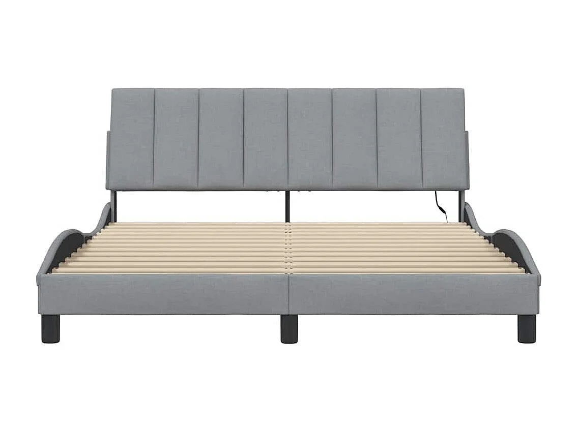 Lit double | Lit adulte | Cadre de lit gris clair 160x200 cm tissu