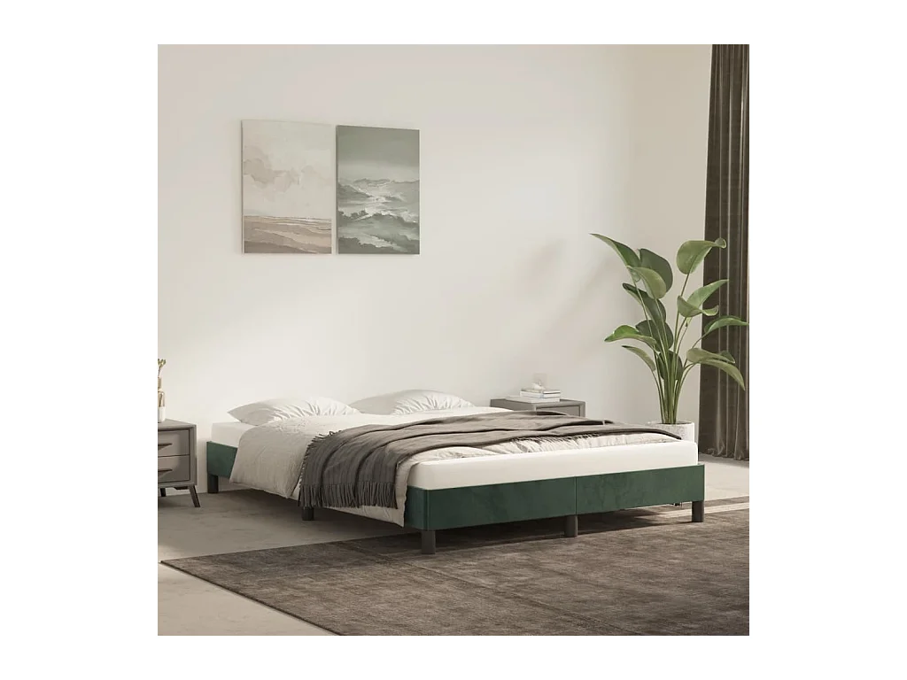 Lit double | Lit adulte | Cadre de lit vert foncé 140x190 cm velours