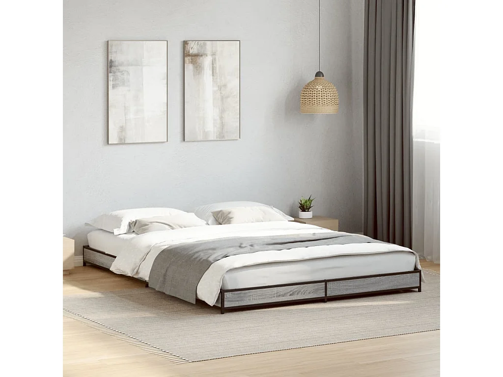 Lit simple | Lit adulte, enfant | Cadre de lit sonoma gris 120x200 cm