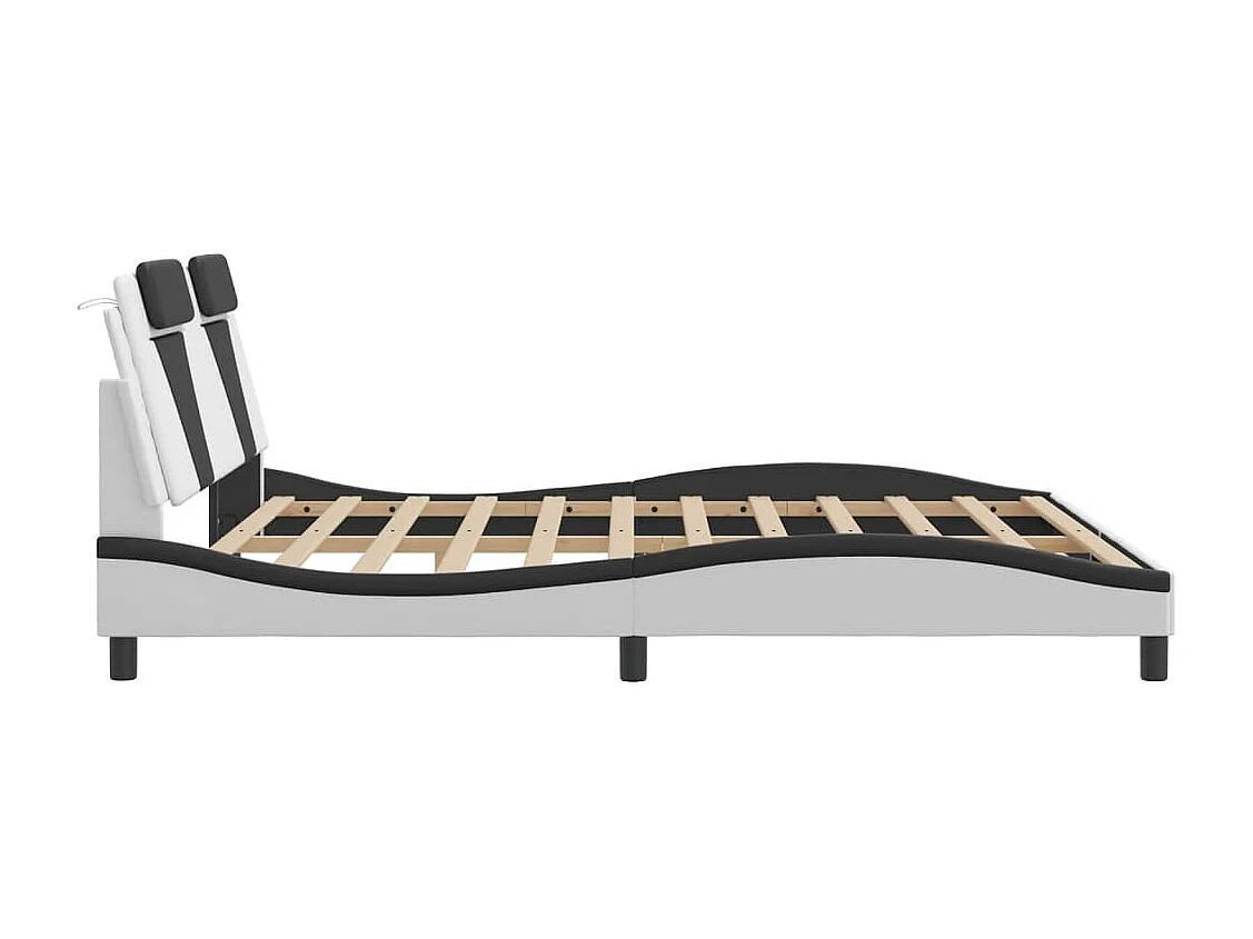 Lit double | Lit adulte | Cadre de lit avec LED blanc et noir 180x200 cm