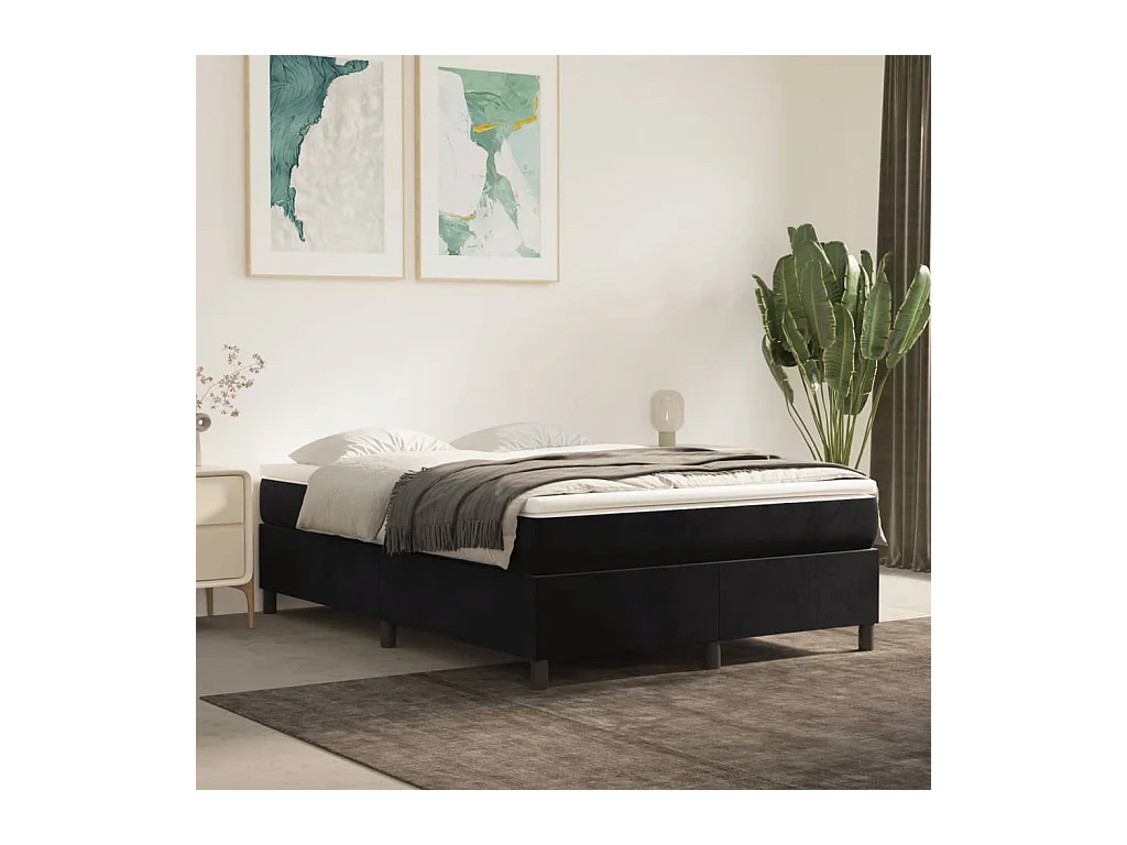 Lit double | Lit adulte | Cadre de lit noir 140x190 cm velours