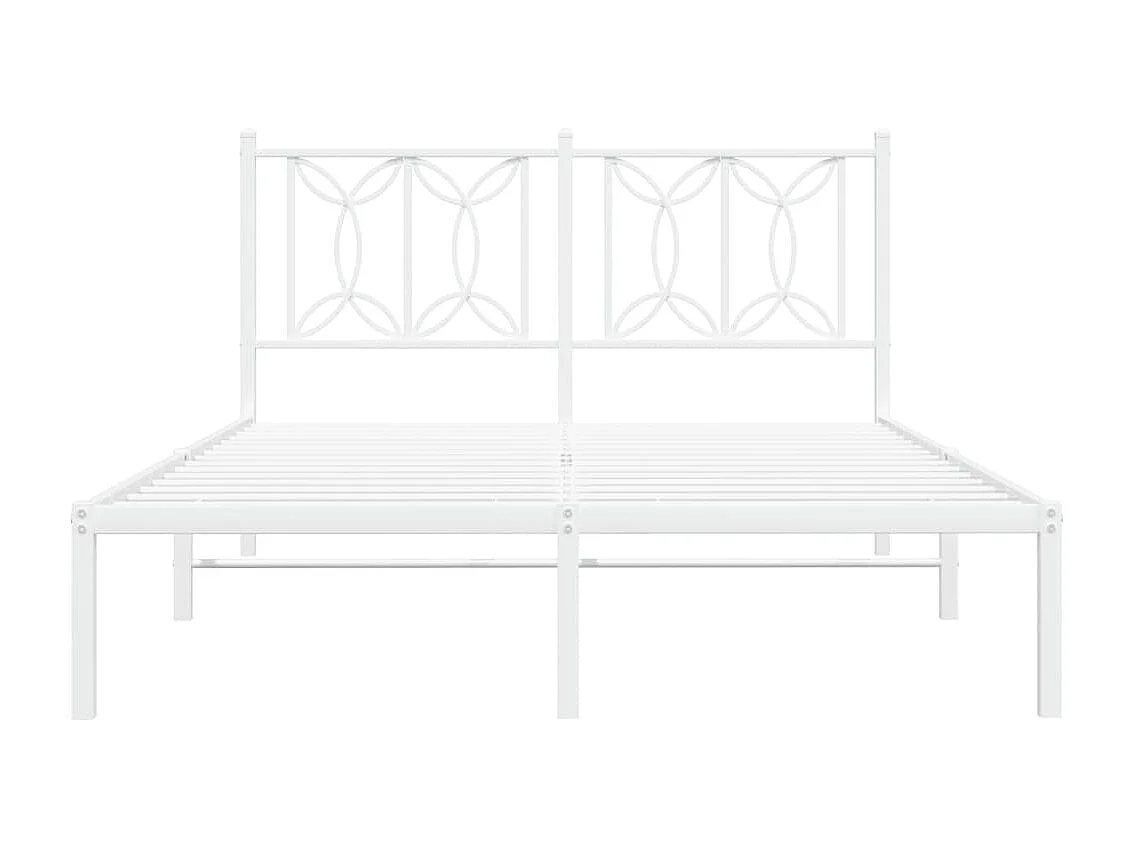 Lit double | Lit adulte | Cadre de lit métal et tête de lit blanc 135x190 cm