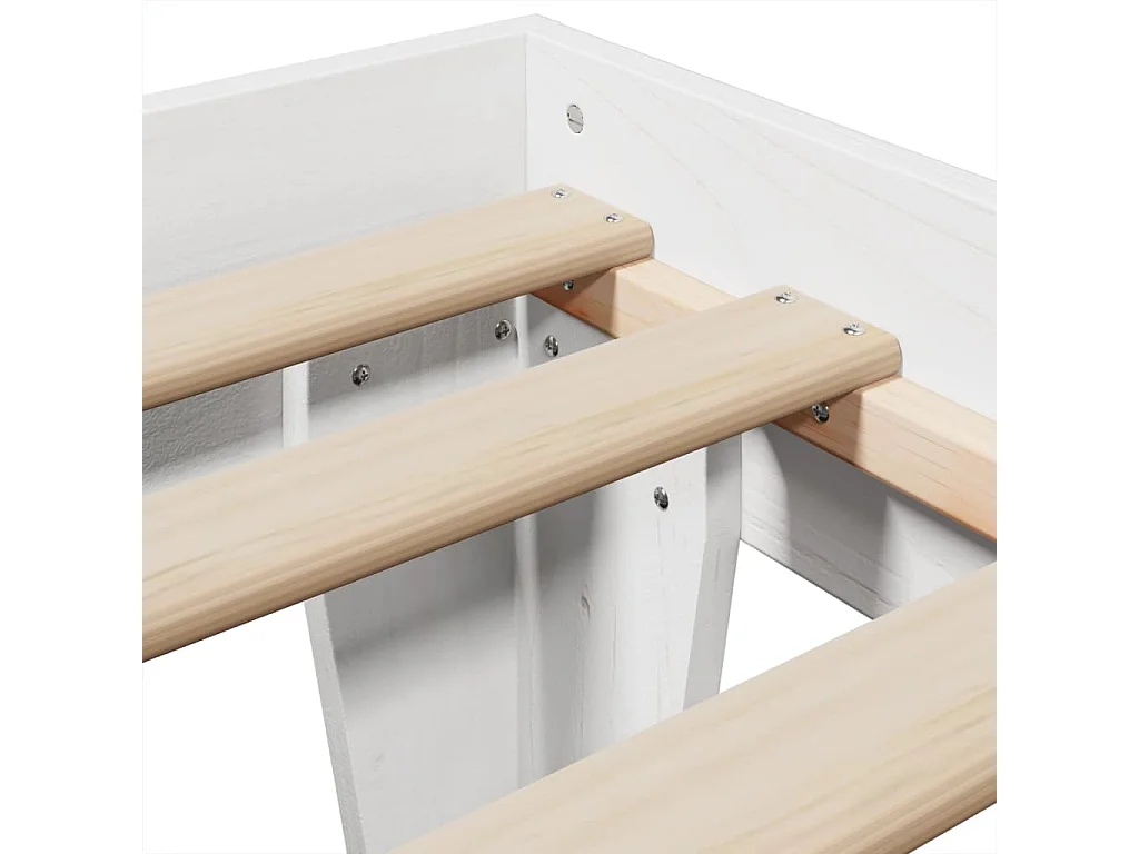 Letto per adulti | Letto singolo | Giroletto senza Materasso Bianco 100x200 cm Legno Massello Pino