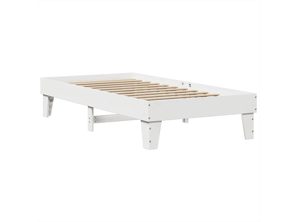 Lit simple | Lit adulte, enfant | Cadre de lit blanc 100x200 cm bois de pin massif