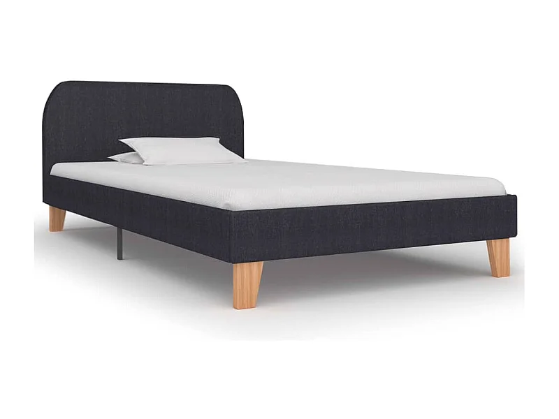 Lit simple | Lit adulte, enfant | Cadre de lit gris foncé tissu 90x200 cm