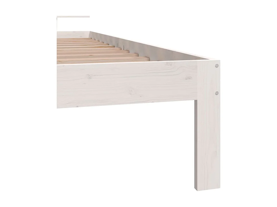 Lit simple | Lit adulte, enfant | Cadre de lit blanc bois de pin massif 90x200 cm
