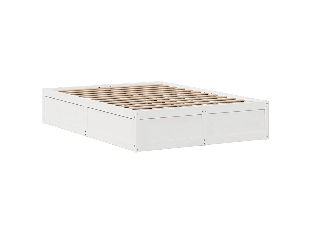 Lit double | Lit adulte | Cadre de lit blanc 140x190 cm bois de pin massif
