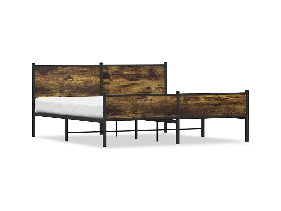 Letto per adulti | Letto matrimoniale | Giroletto senza Materaso in Metallo Rovere Fumo 183x213 cm