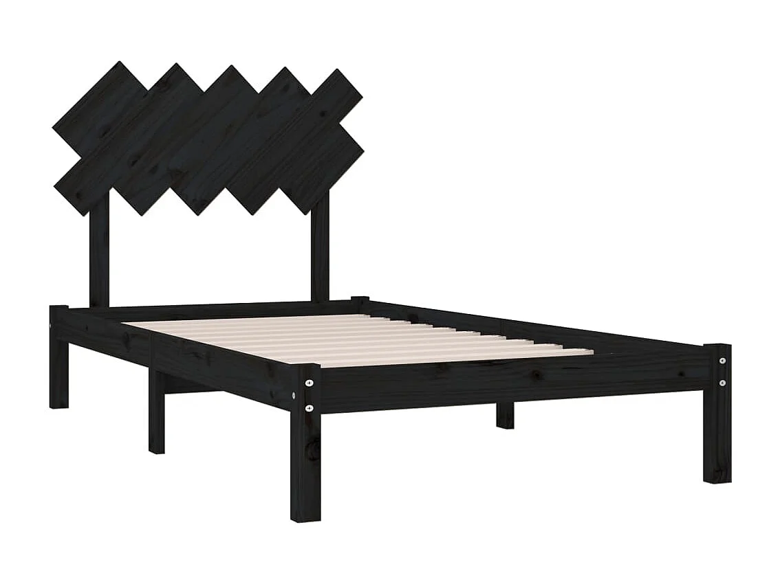 Lit simple | Lit adulte, enfant | Cadre de lit noir 100x200 cm bois massif