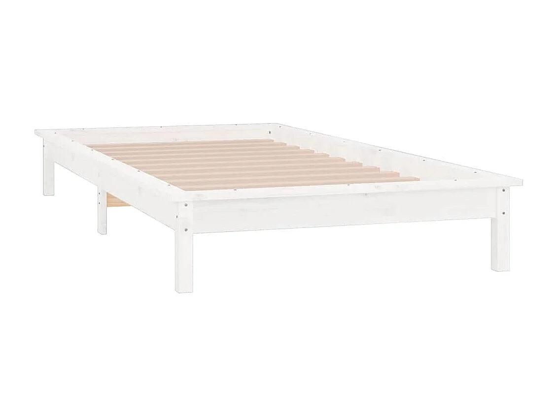 Lit simple | Lit adulte, enfant | Cadre de lit à LED blanc 90x190 cm simple bois massif