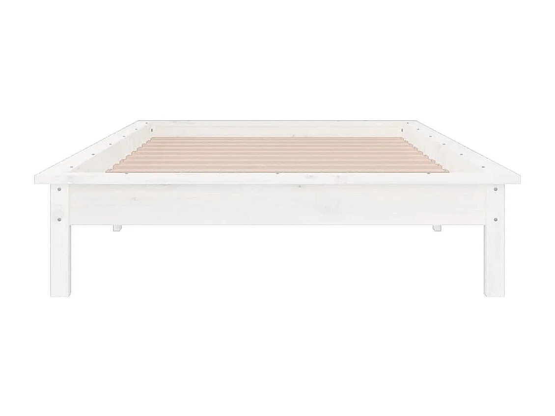 Lit simple | Lit adulte, enfant | Cadre de lit à LED blanc 90x190 cm simple bois massif