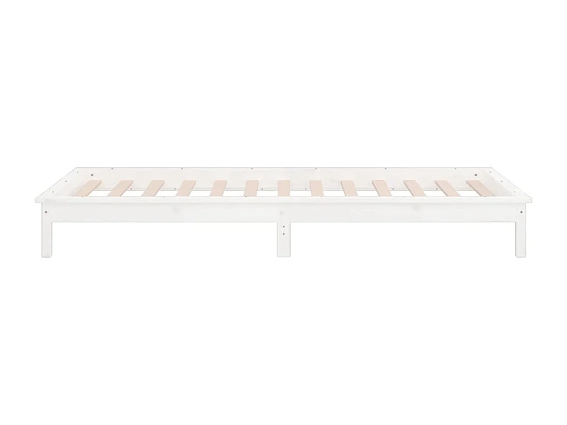 Lit simple | Lit adulte, enfant | Cadre de lit à LED blanc 90x190 cm simple bois massif