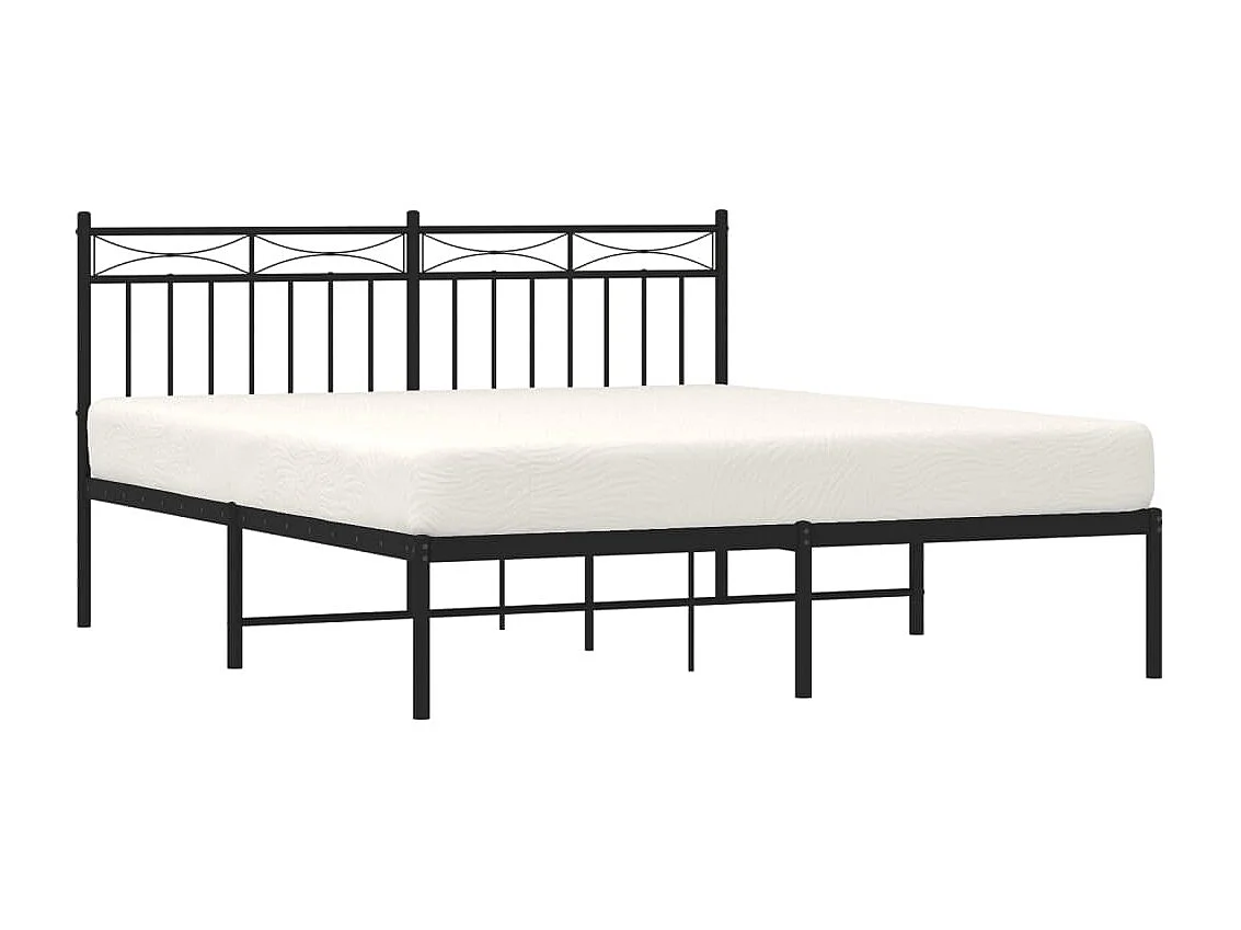 Lit double | Lit adulte | Cadre de lit métal et tête de lit noir 160x200 cm