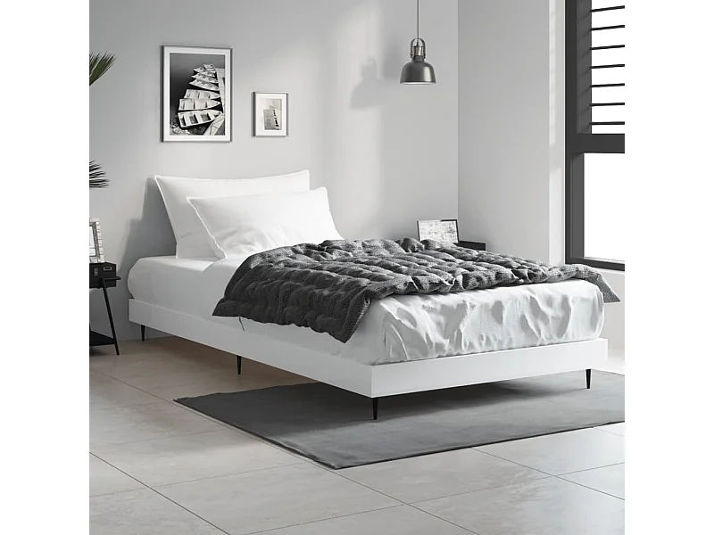 Lit simple | Lit adulte, enfant | Cadre de lit blanc 90x190 cm bois d'ingénierie