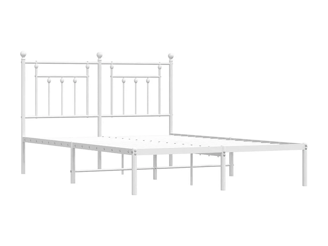 Lit double | Lit adulte | Cadre de lit métal et tête de lit blanc 140x190 cm